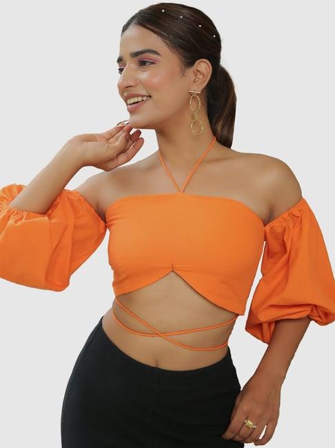 kaori by shreya agarwal orange cotton crop top