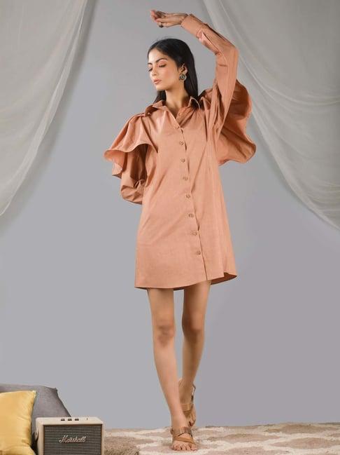 kaori by shreya agarwal brown cotton shirt dress