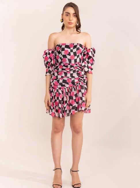 kaori by shreya agarwal pink printed shift dress