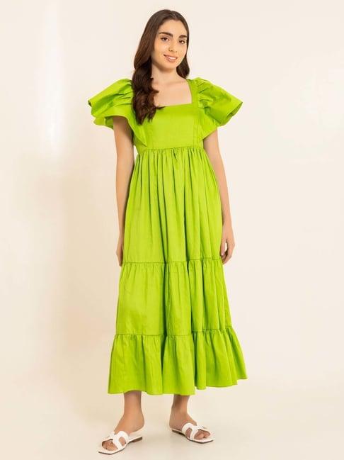 kaori by shreya agarwal green cotton maxi dress