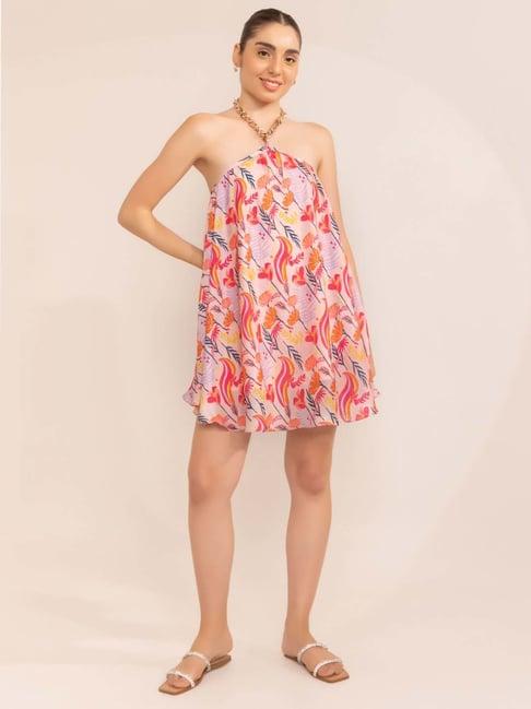 kaori by shreya agarwal pink printed a-line dress