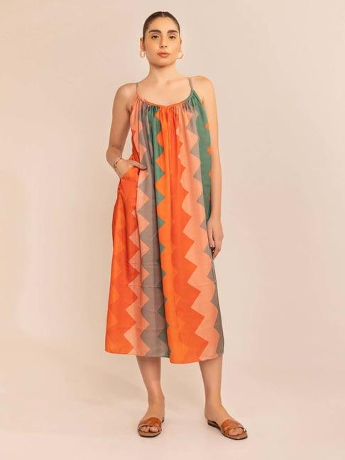 kaori by shreya agarwal multicolored printed a-line dress