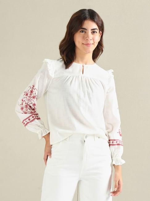 u.s. polo assn. white embroidered top