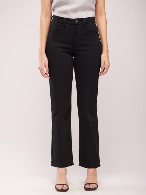 fablestreet black cotton high rise jeans