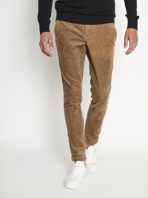 bruun & stengade beige cotton slim fit trousers