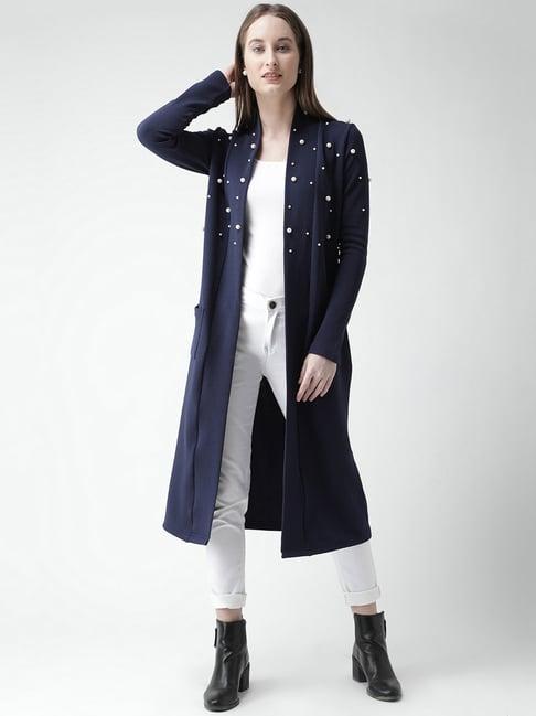 kassually navy embellished long shrug