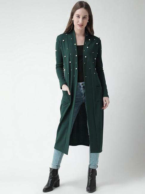 kassually green embellished long shrug