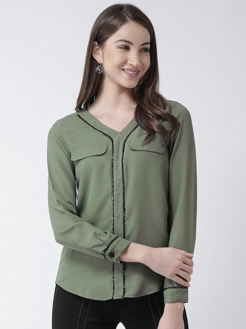 kassually green embellished shirt