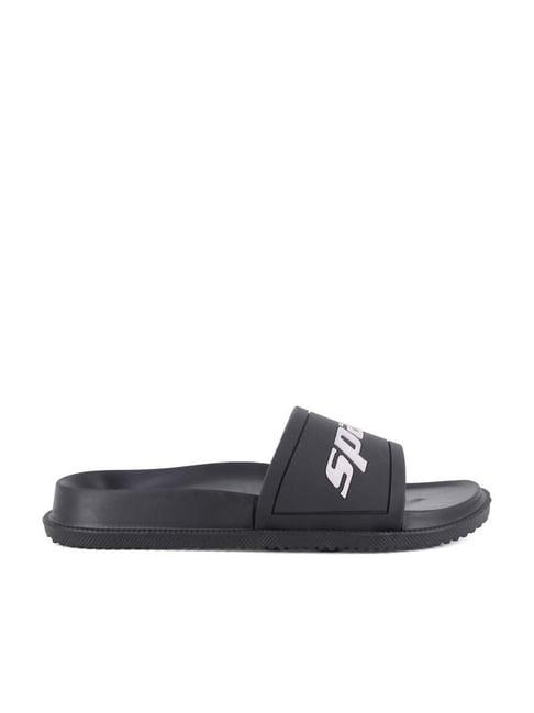 sparx men's black slides