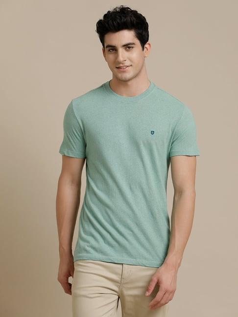 linen club green contemporary fit linen crew t-shirt