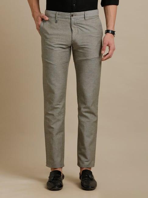 linen club olive regular fit linen flat front trousers