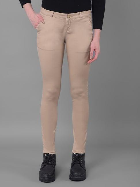 crimsoune club beige skinny fit mid rise trousers