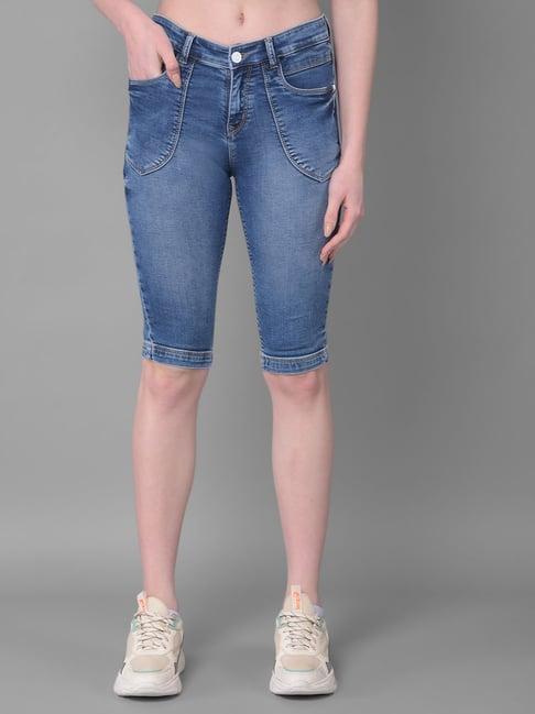 crimsoune club blue denim shorts