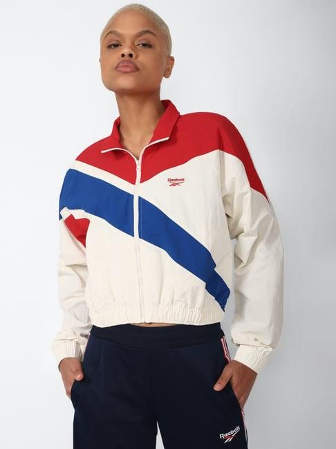 reebok white & red printed jacket