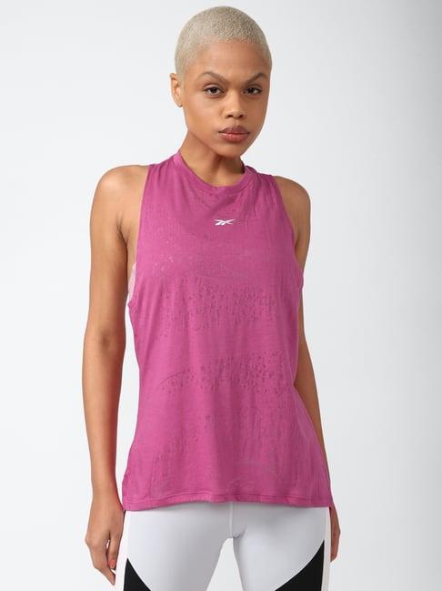 reebok pink logo print tank top