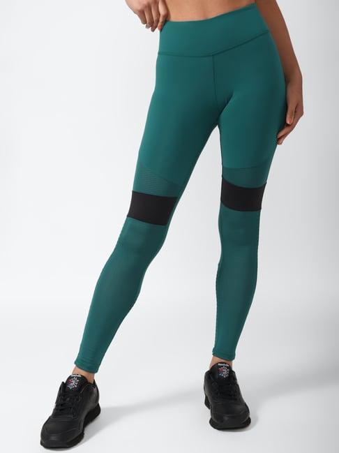 reebok blue self pattern sports tights