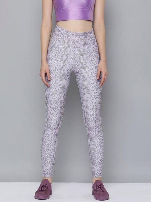 reebok purple printed sports tights