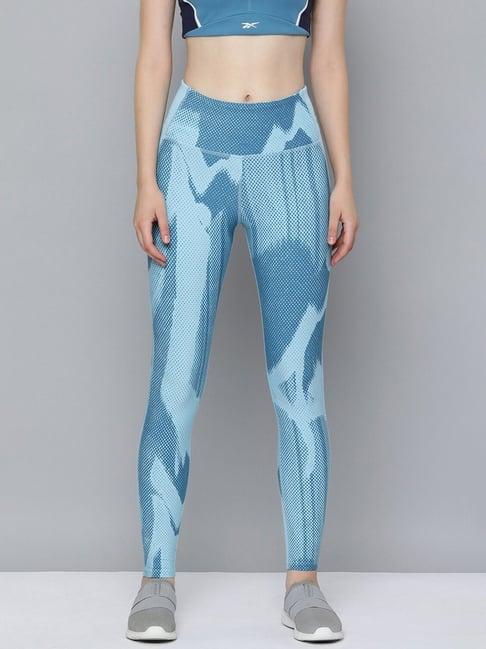 reebok blue printed sports tights