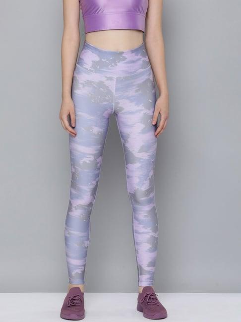 reebok purple printed sports tights