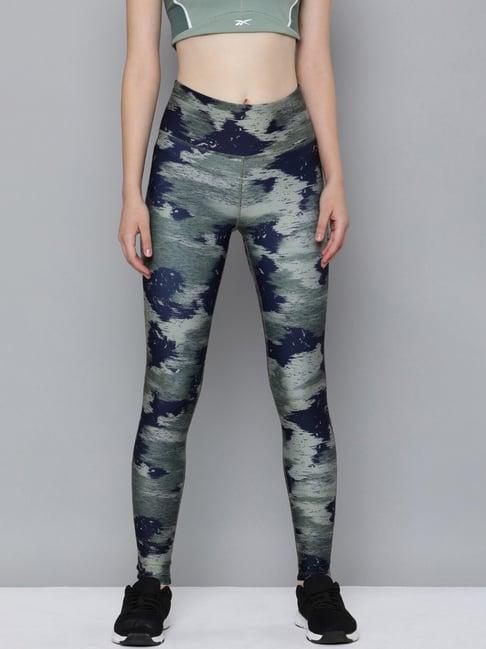 reebok green printed sports tights