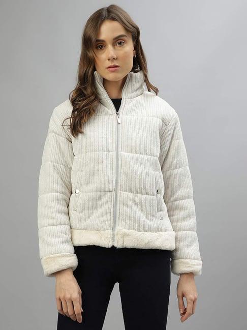 elle off-white self pattern jacket