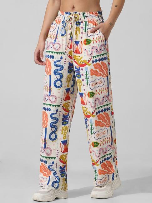 only multicolor printed mid rise pants