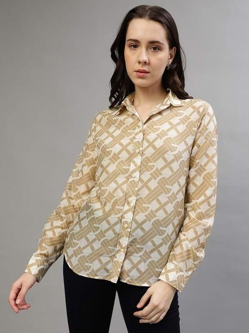 gant khaki printed shirt