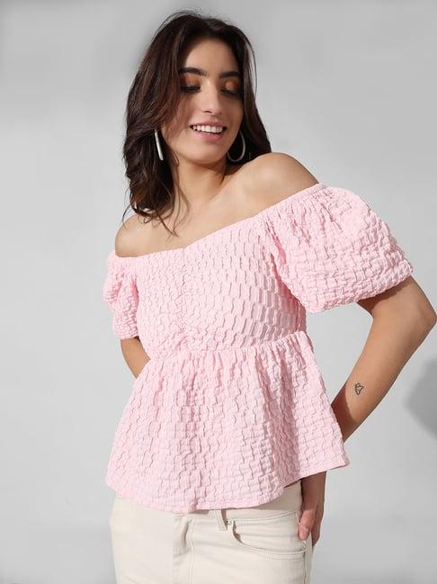 only light pink regular fit peplum top