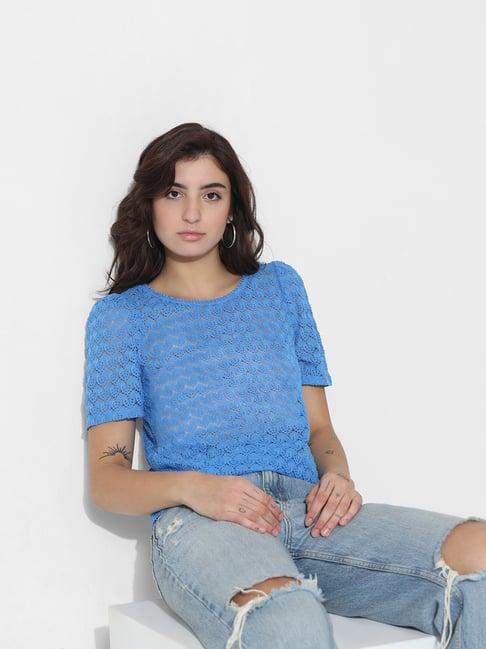 only blue self design top