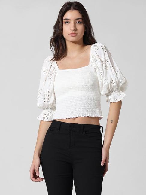 only white slim fit crop top