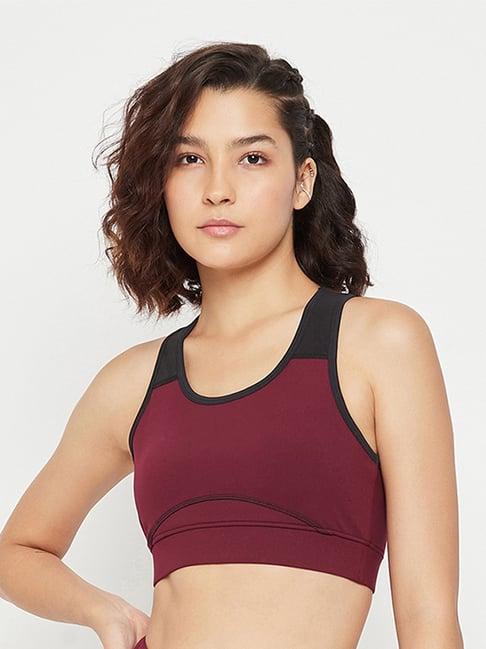 edrio maroon sports bra