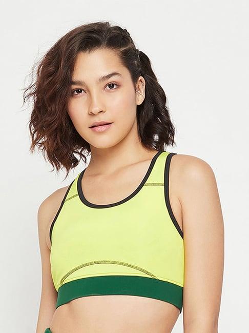 edrio green color-block sports bra