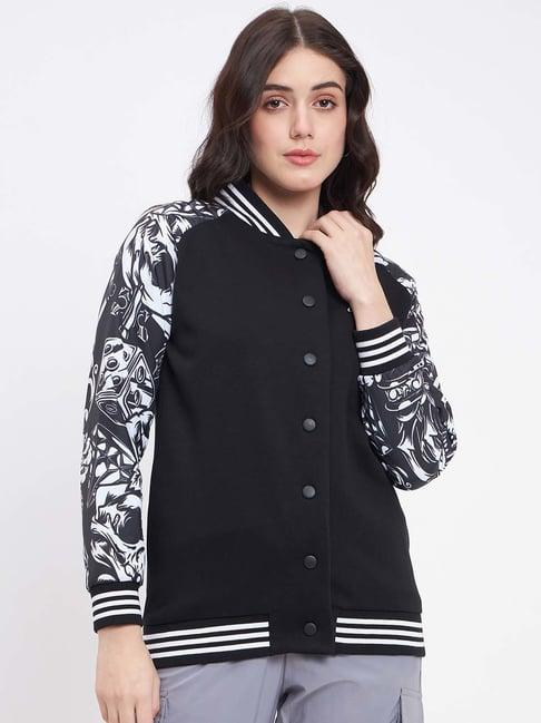 edrio black printed varsity jacket