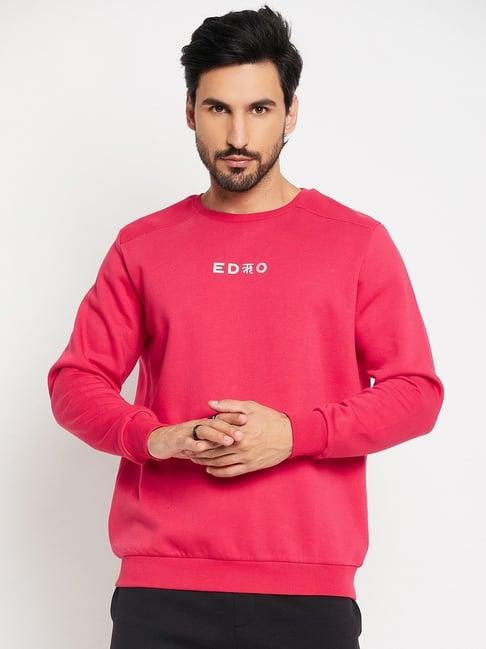 edrio magenta relaxed fit printed sweatshirt