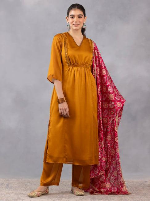 shaye mustard kurta with palazzos & dupatta