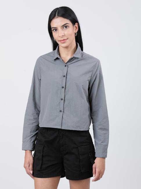 bene kleed light grey cropped shirt