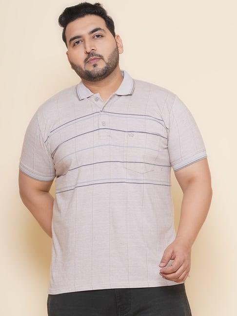 john pride tan regular fit striped polo t-shirt