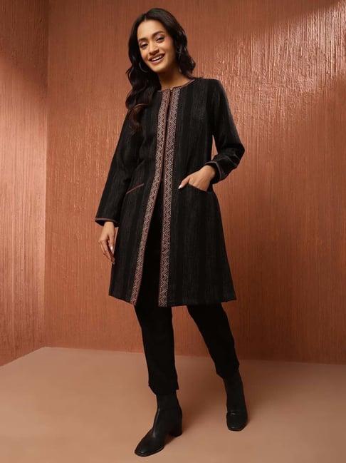 fabindia black embroidered jacket