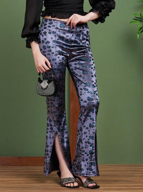 globus grey printed mid rise trousers