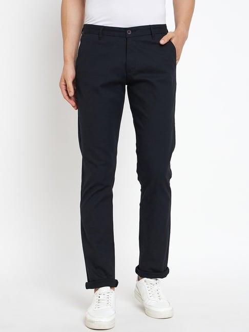 duke black cotton slim fit chinos