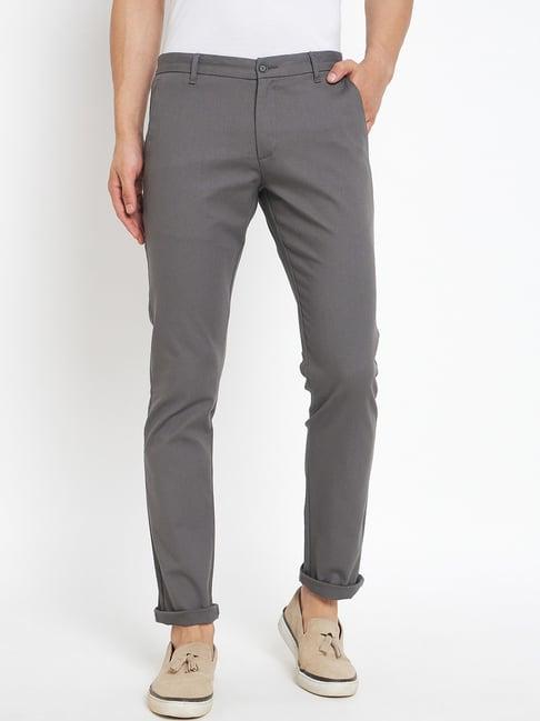 duke dark grey cotton slim fit chinos