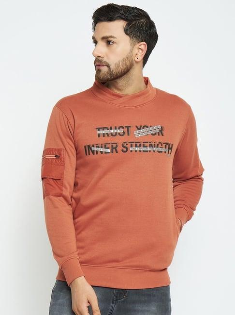 duke rust regular fit printed sweatshirt