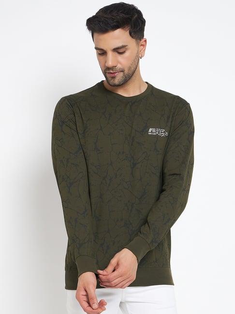 duke olive regular fit self pattern sweatshirt