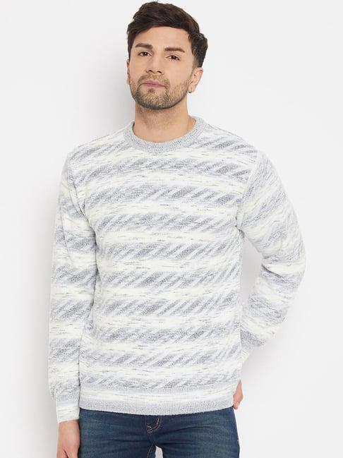 duke navy regular fit self pattern sweater