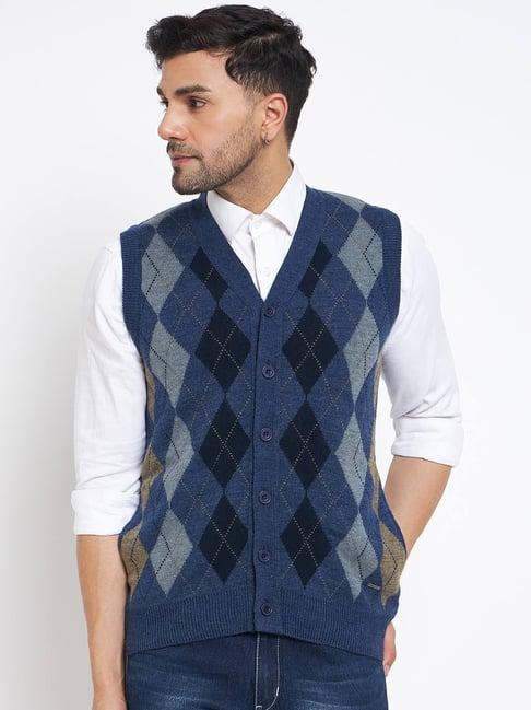 duke denim regular fit self pattern cardigan