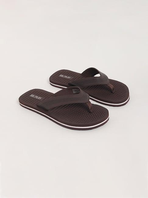 soleplay by westside brown self-patterned flip-flop