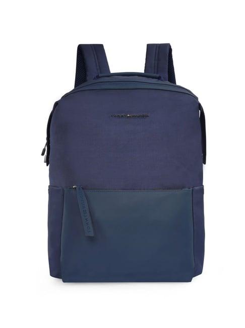 tommy hilfiger jaxon navy polyester solid laptop backpack