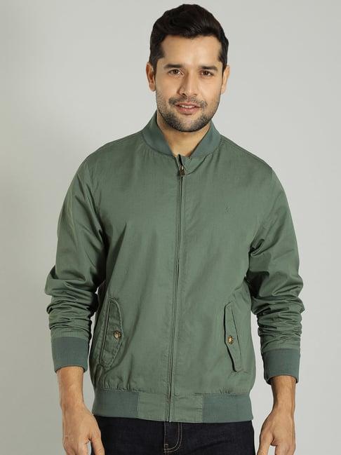 indian terrain green regular fit bomber jacket