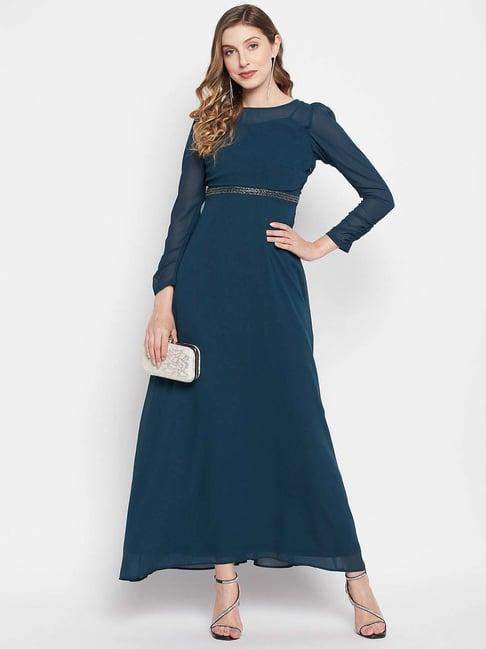 madame teal blue maxi dress