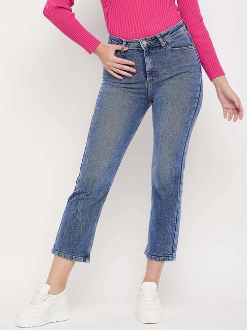 madame indigo blue cotton mid rise jeans